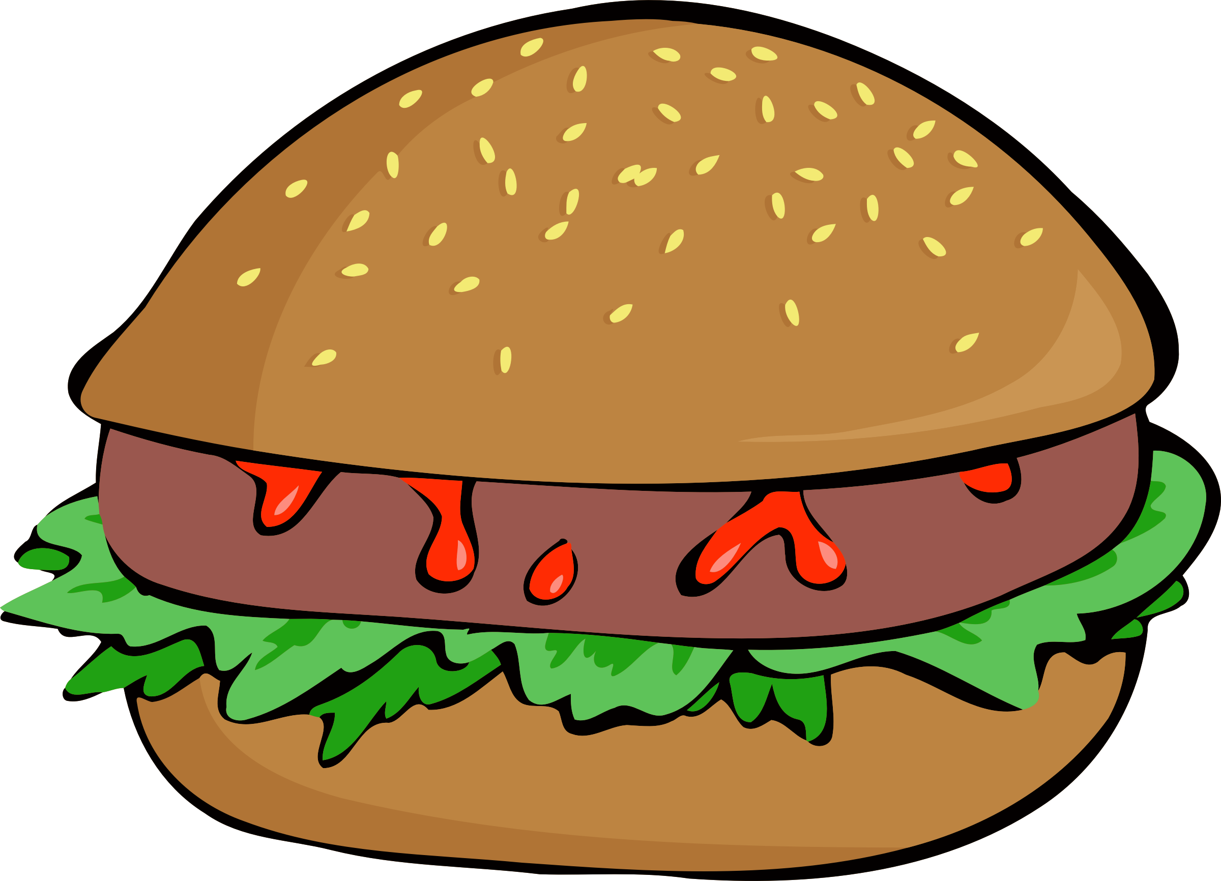 Clipart - Burger Clipart (2400x1732), Png Download
