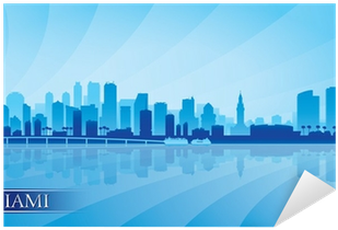 Miami City Skyline Silhouette Background Sticker • - Silhouette (400x400), Png Download