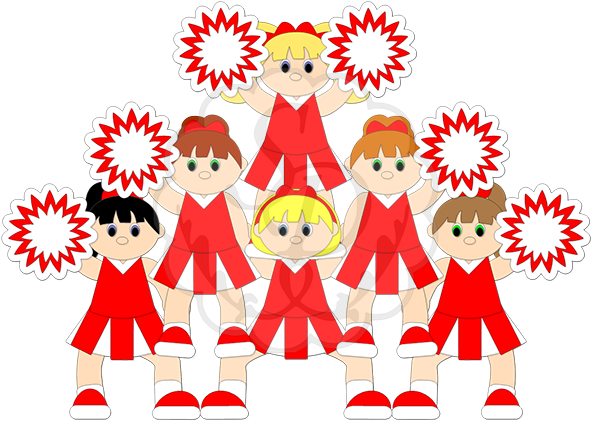 Cheerleader Clipart Cheerleading Pyramid (600x429), Png Download