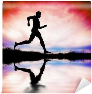 Silhouette Of Man Running At Sunset Wall Mural • Pixers® - Eincar 8 Inch Wince Car Radio Double Din In Dash Car (400x400), Png Download