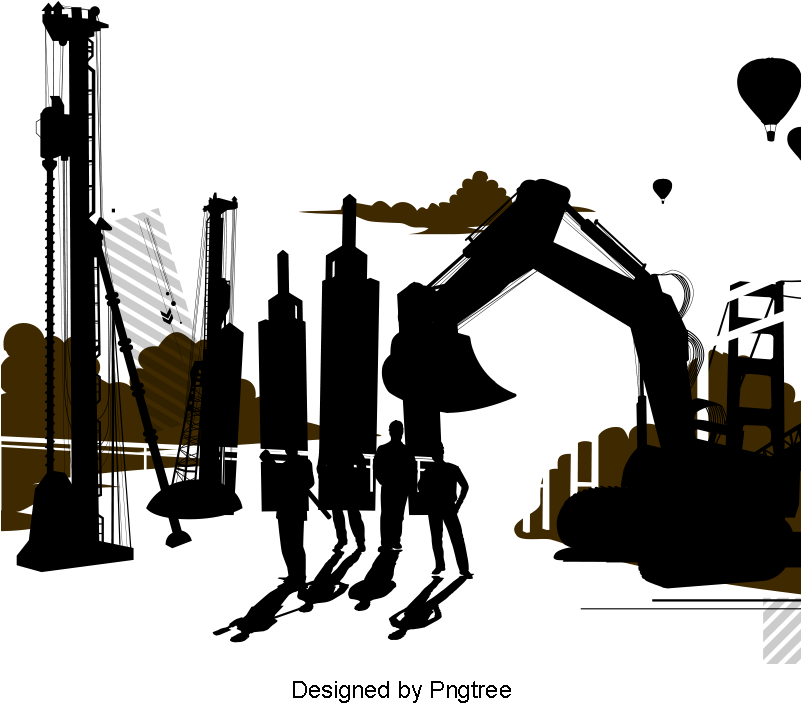 Construction Silhouette, Sketch, Building, Silhouette - Construction (800x800), Png Download