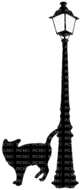 Cat Silhouette - Lamp Post Silhouette Png (300x400), Png Download