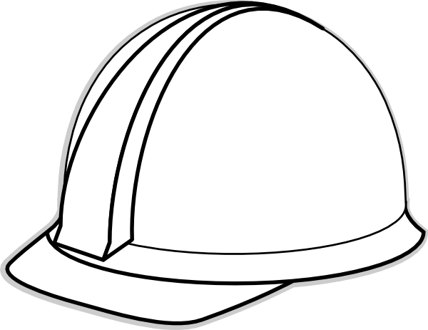 Construction - Hard - Hard Hat Clip Art Black And White (600x462), Png Download