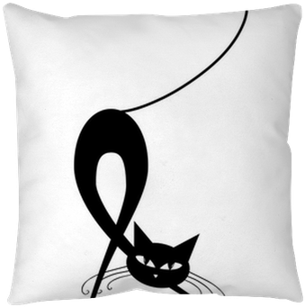 Graceful Black Cat Silhouette For Your Design Pillow - Patrones Gatos En Punto De Cruz (400x400), Png Download