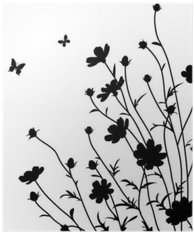 Flowers Silhouette Poster • Pixers® • We Live To Change - Silhouette Of A Flower (400x400), Png Download