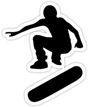 Skate Board Silhouette (375x360), Png Download