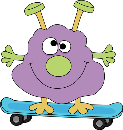 Monster On A Skateboard Clip Art - Cartoon Monster On A Skateboard (475x500), Png Download
