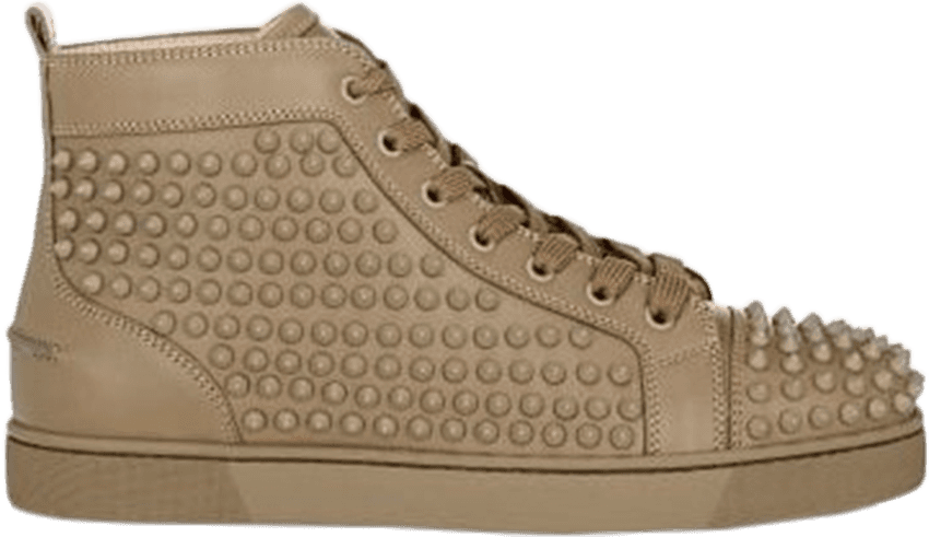 Christian Louboutin Louis Flat Calf Spikes 'tan' - Louboutin Spikes Khaki (850x491), Png Download