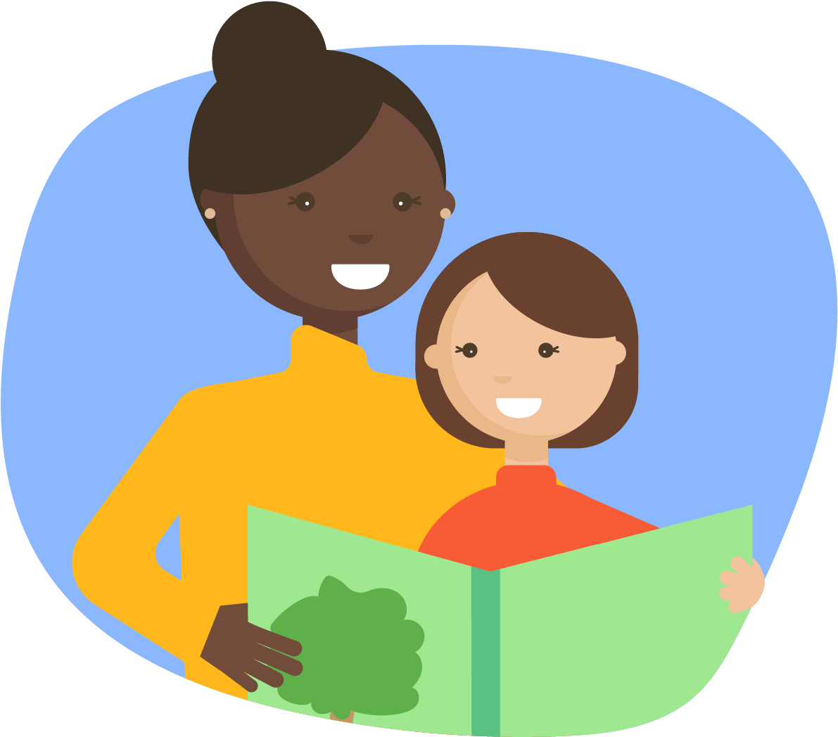 Woman Reading A Book To A Child - Sibling (1200x1048), Png Download