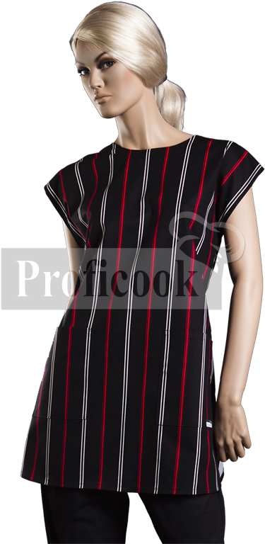 Zástěra Mušketýr Černá, Červeno-bílý Proužek - Girl (534x800), Png Download