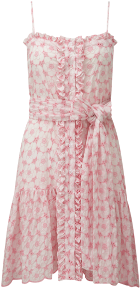 Poppy Pink And White Eyelet Mini Slip Dress - Slip Dress (414x600), Png Download