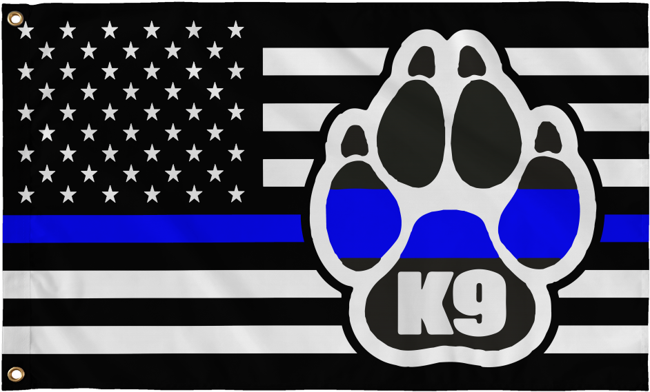 K9 Paw Thin Blue Line Flag - Thin Blue Line Flag (1024x1024), Png Download