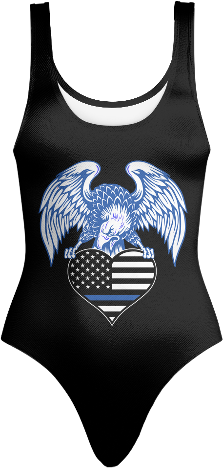 Thin Blue Line Flag American Eagle Swimsuit - Swimsuit (1024x1024), Png Download