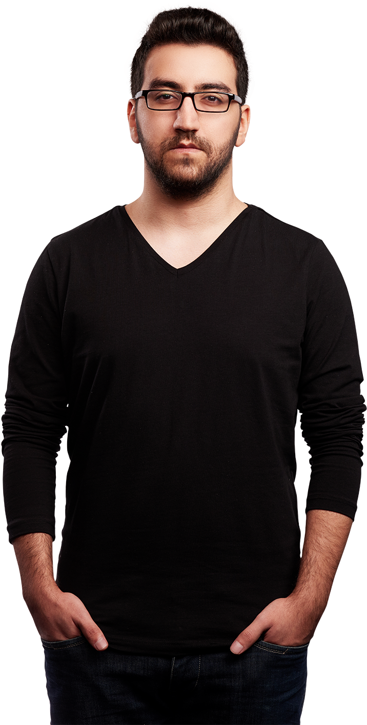 Man Model In Black Tee (1000x1498), Png Download