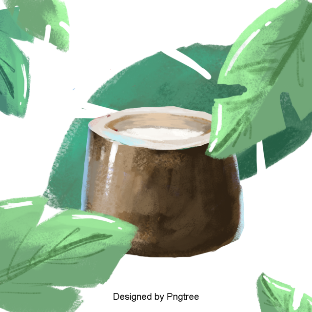 Cartoon Hand-painted Coconut Design, Cartoon, Hand - Caffeinated Drink (640x640), Png Download