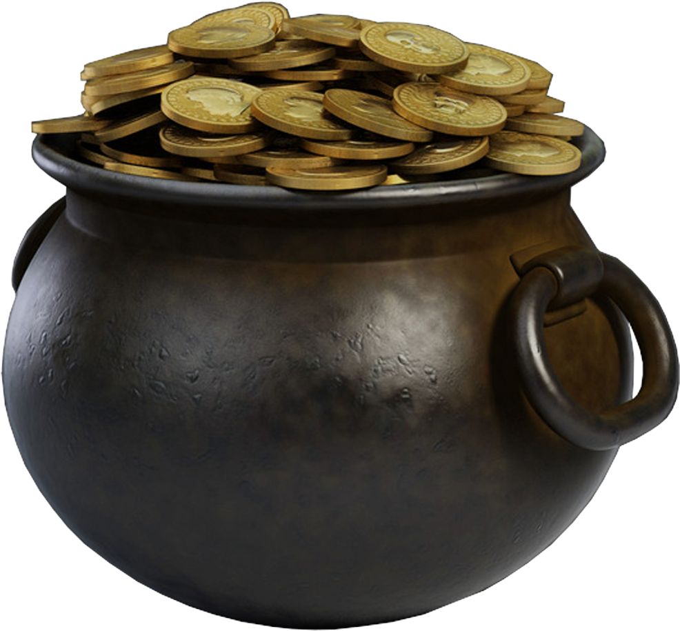 Search For Secret Gold Pots Hidden On Missouri And - Pot Of Gold Coins (985x926), Png Download