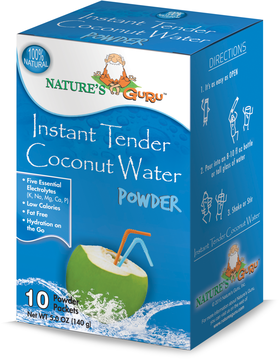 Nature's Guru Tender Coconut Water Powder (1160x1583), Png Download