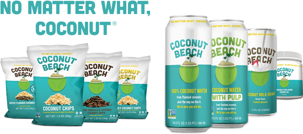 Coconut Drinks - Coconut Beach' Toasted Coconut Chips, 3-pack (gluten (1047x509), Png Download