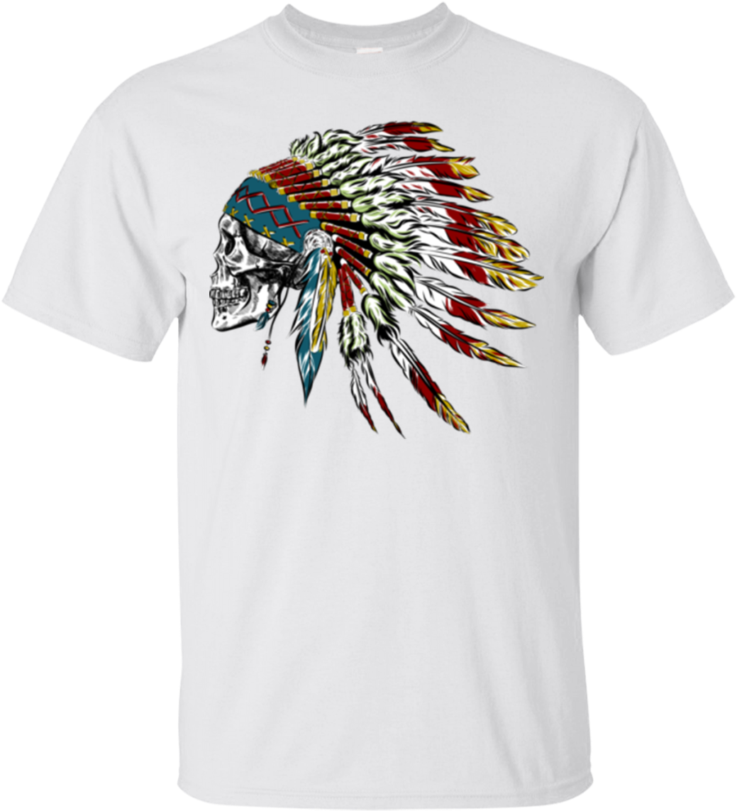 Skull In Indian Feathers - Skull In Indian Feathers. Unisex Tank Top (1155x1155), Png Download