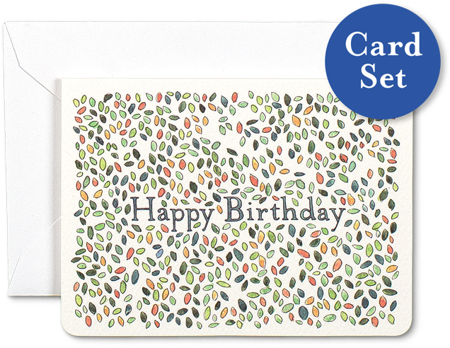 Birthday Leaves Mini Card Set Of - Birthday (1000x867), Png Download