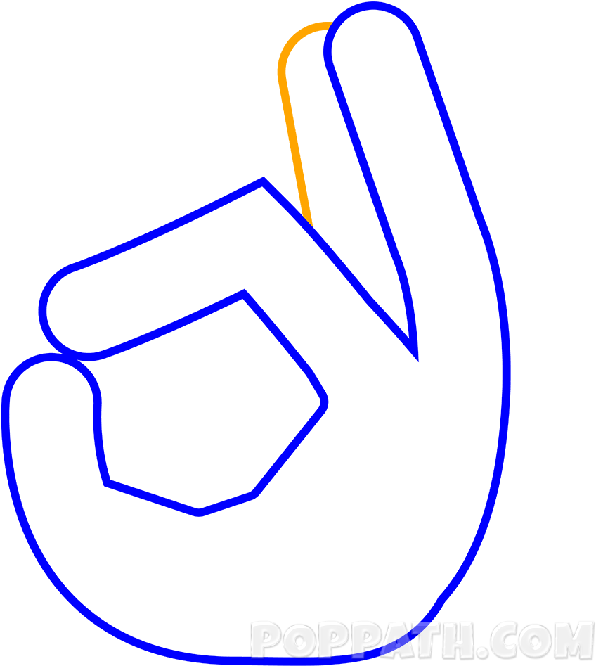 We Will Now Draw The Ring Finger Behind The Middle - Drawing (1000x1000), Png Download