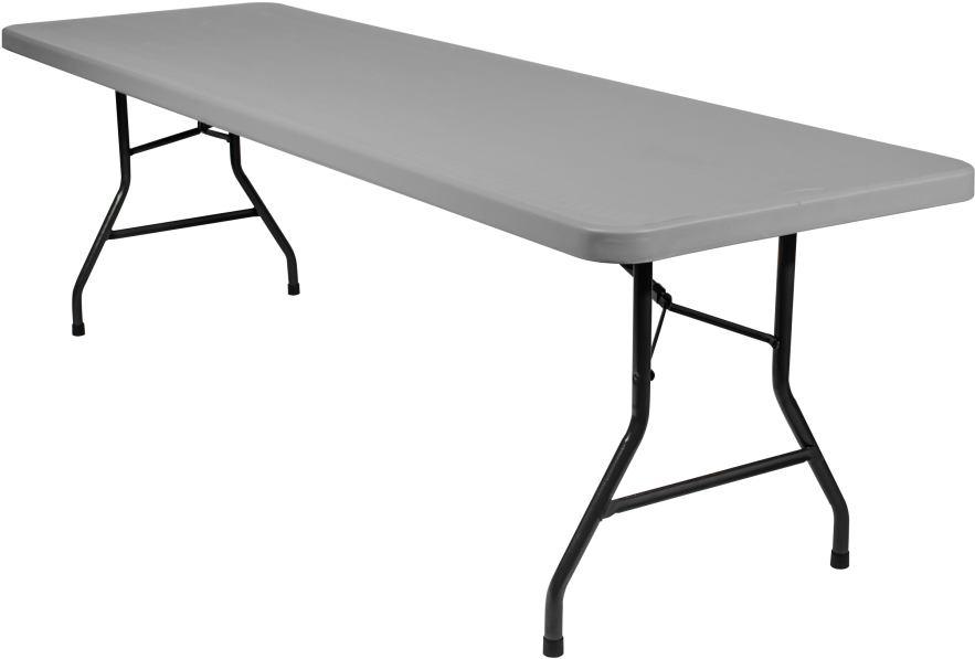 8 Foot Banquet Plastic Blow Mold Folding Table, Grey - 24in Wide Folding Table (910x1155), Png Download