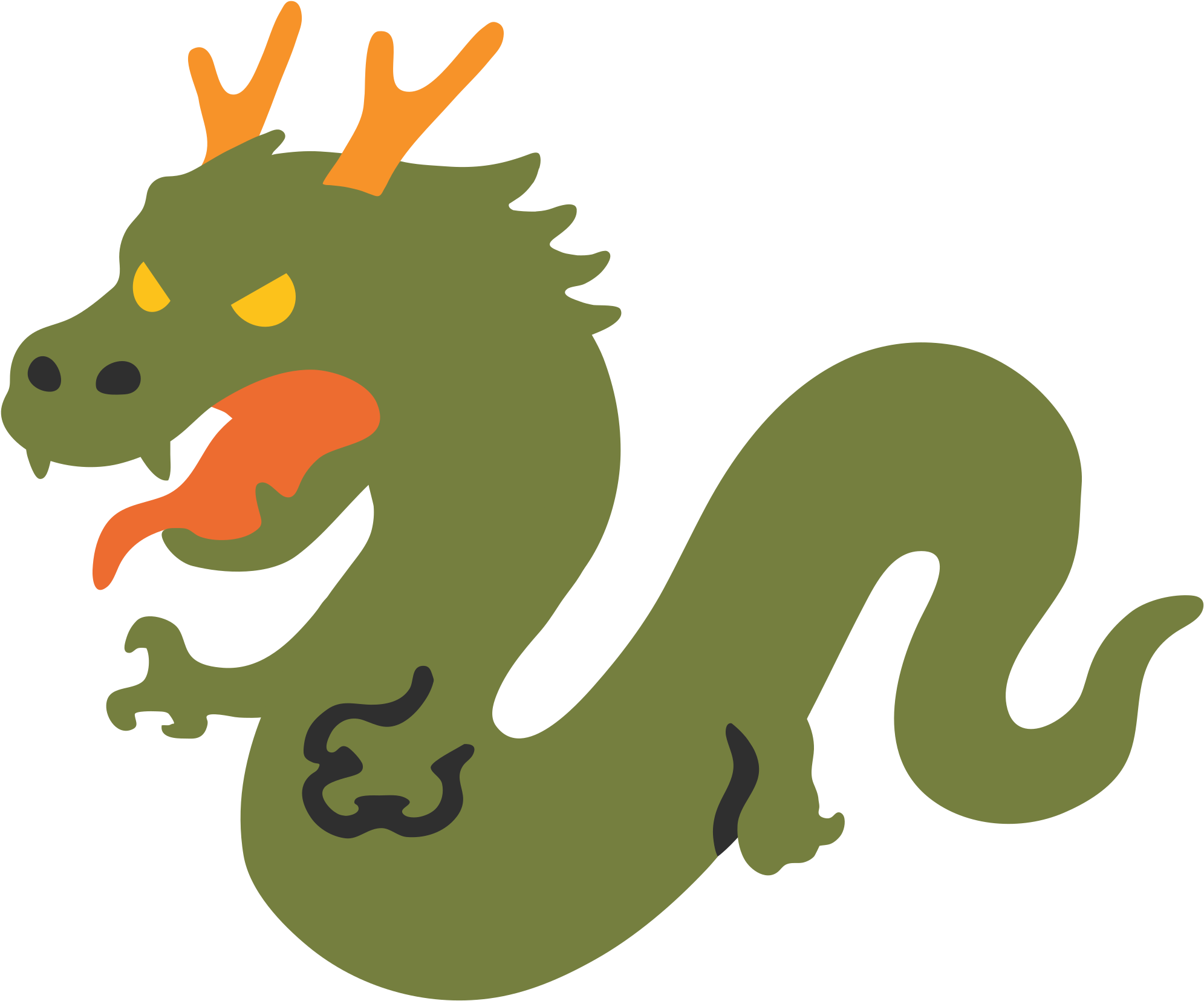 Snake - Emoji Dragon (2000x2000), Png Download