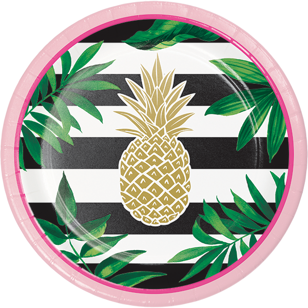 Deluxe Metallic Stamped Pineapple Dessert Plates - Plate (600x600), Png Download