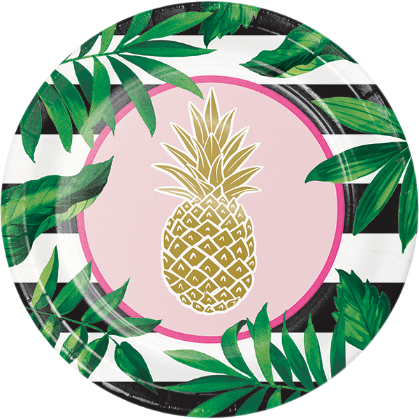 Deluxe Metallic Stamped Pineapple Big Plates - Pineapple Plate (600x600), Png Download