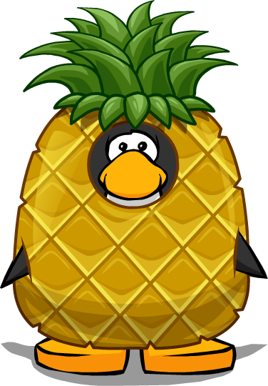 Pineapple Costume On Playercard - Club Penguin Pineapple (376x540), Png Download