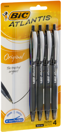 Bic Atlantis Easy Glide Retractable Ball Pens (600x600), Png Download