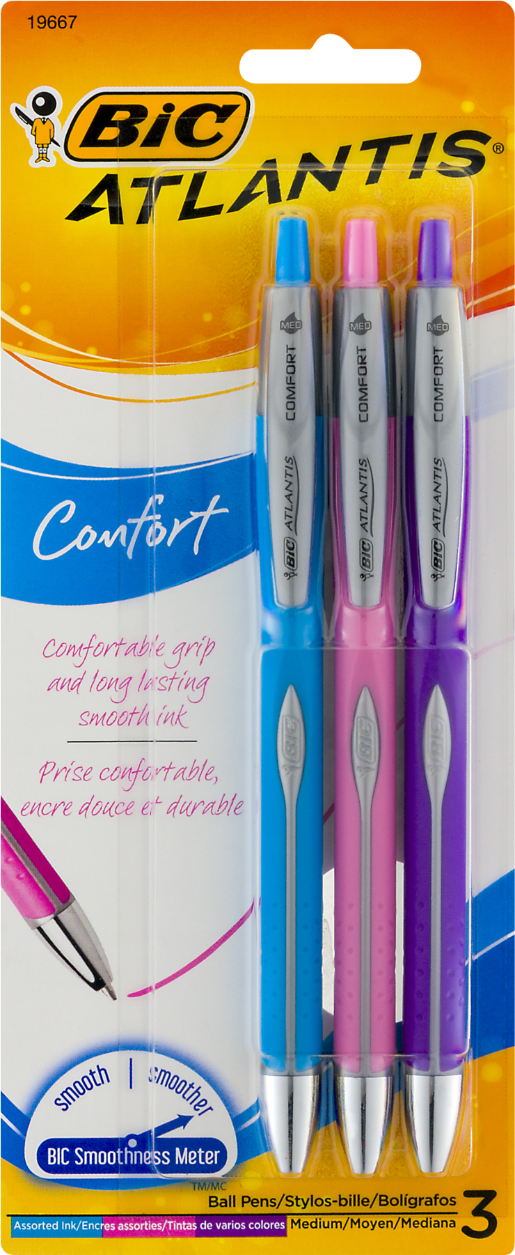 Bic Atlantis Comfort Retractable Ballpoint Pen, Fashion - Bic Atlantis Comfort Pens (1800x1800), Png Download