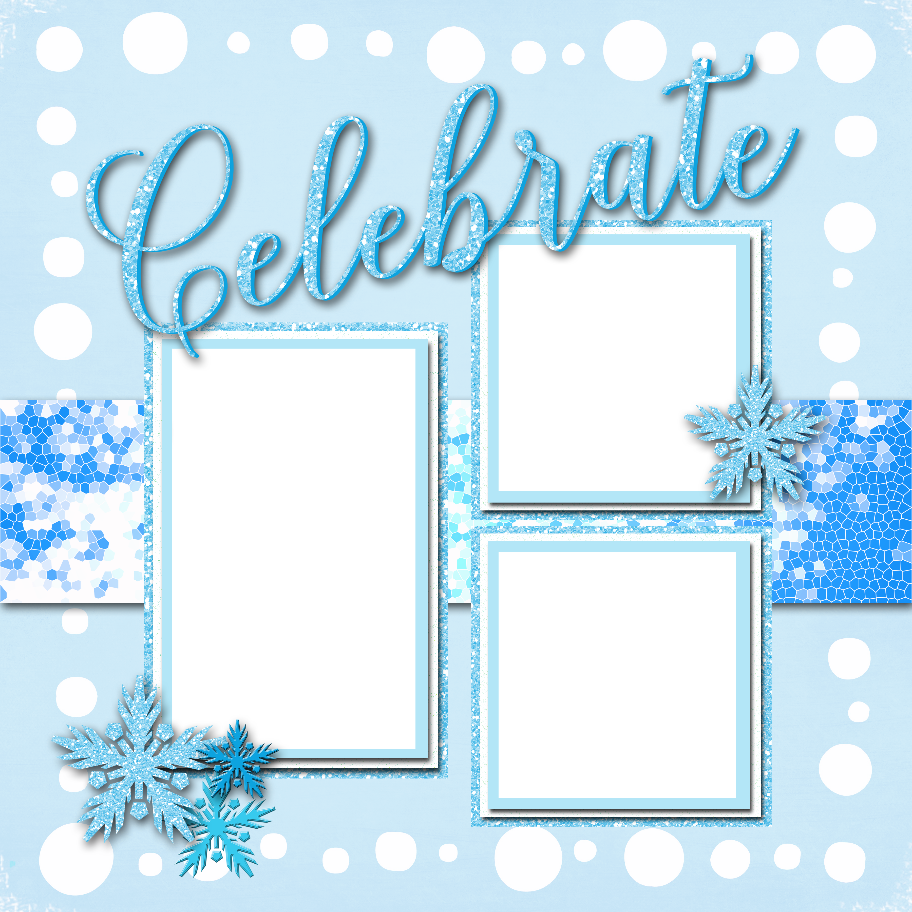 Cool Blue Page Layout - Digital Scrapbooking (3600x3600), Png Download