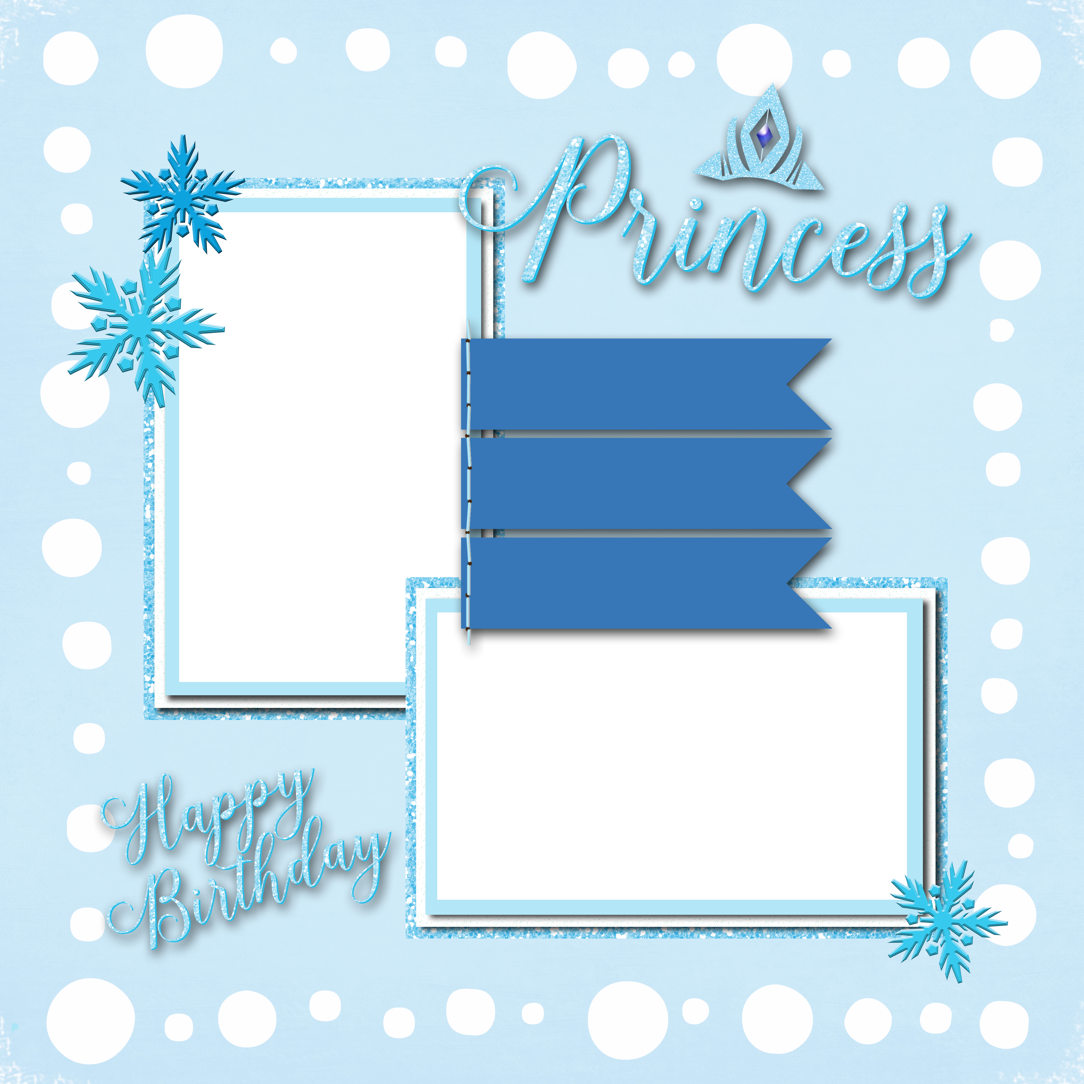 Cool Blue Page Layout - Digital Scrapbooking (3600x3600), Png Download