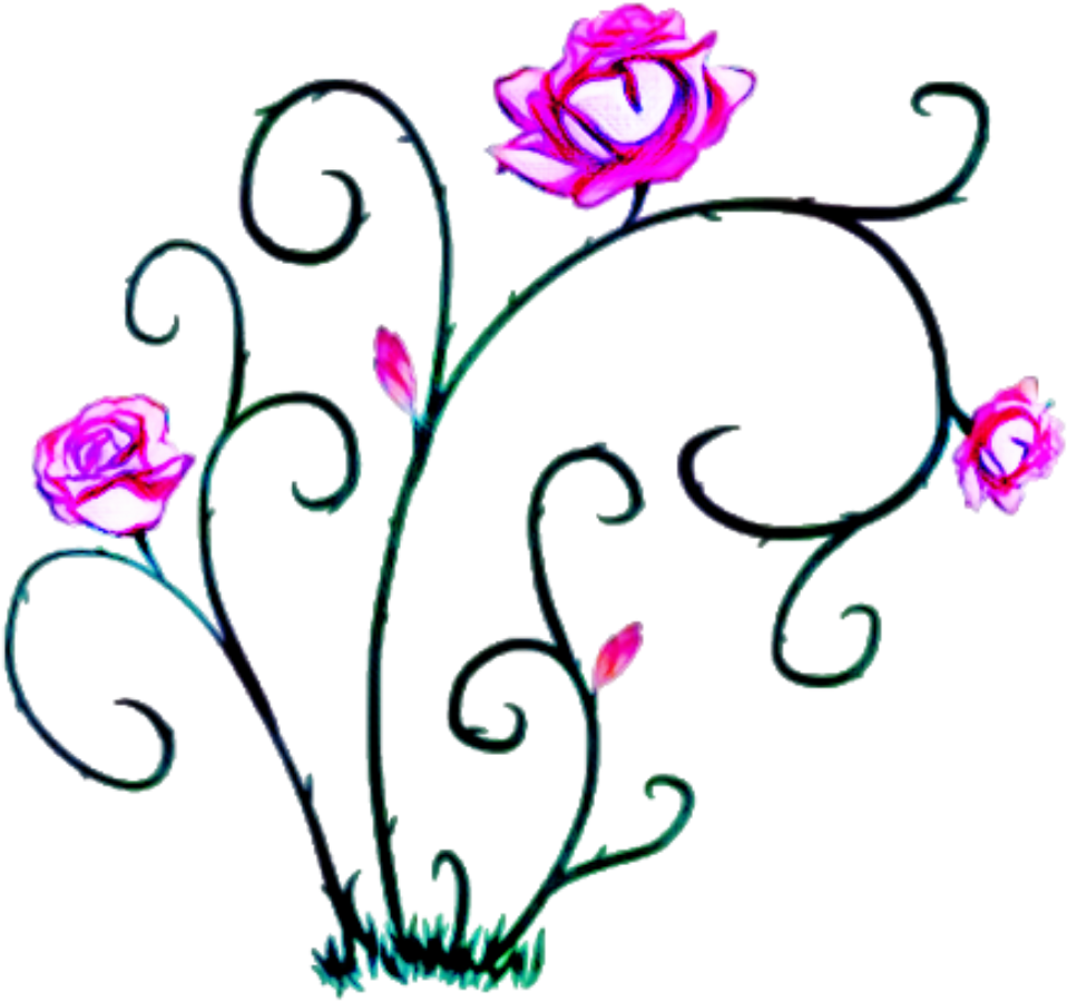 Edits Flowers Vine Thorns Art Stickers - Rose (1024x1024), Png Download