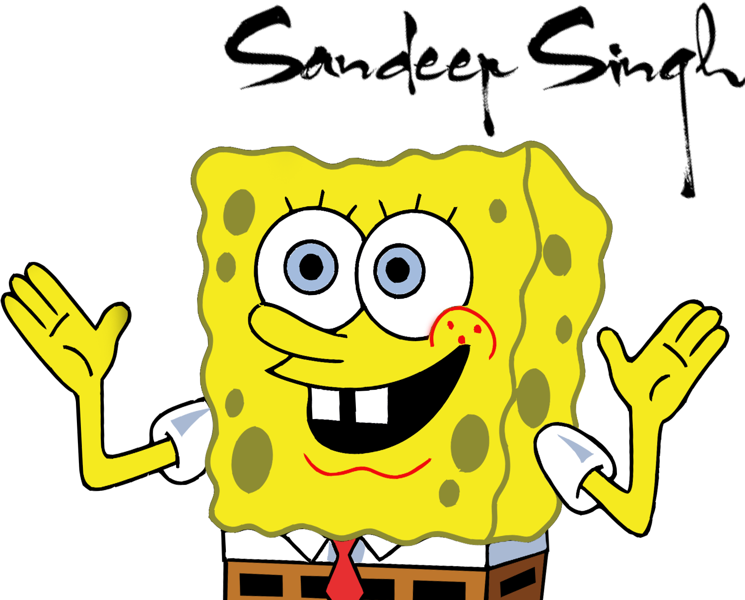 Share This - - Lucks Sponge Bob Square Pants Edible Cake Topper (1500x1280), Png Download
