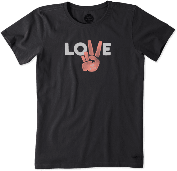 Women's Love Peace Hand Crusher Tee - Eclipse T Shirts Sc (570x548), Png Download