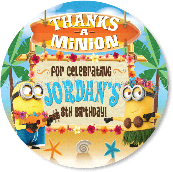 Luau Pool Party Minions Favor Tags - Minions (612x612), Png Download