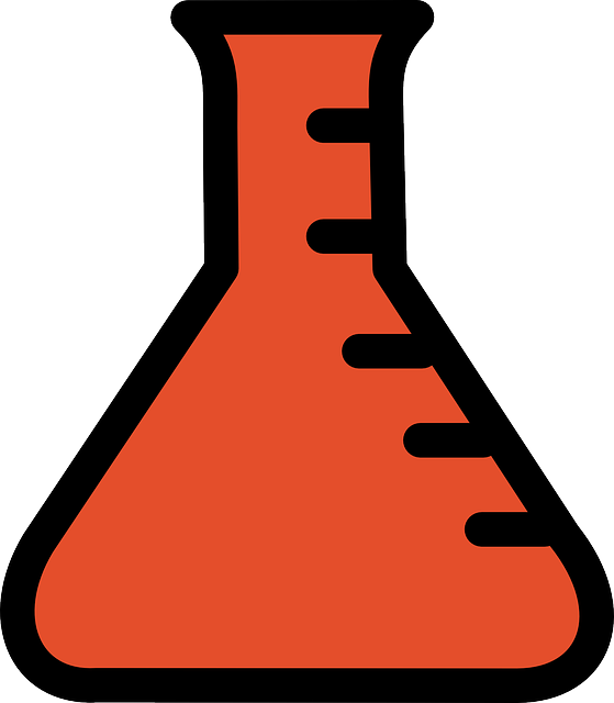 Science, Orange, Chemistry, Flask, Graduated, Beakers - Science Flask (559x640), Png Download