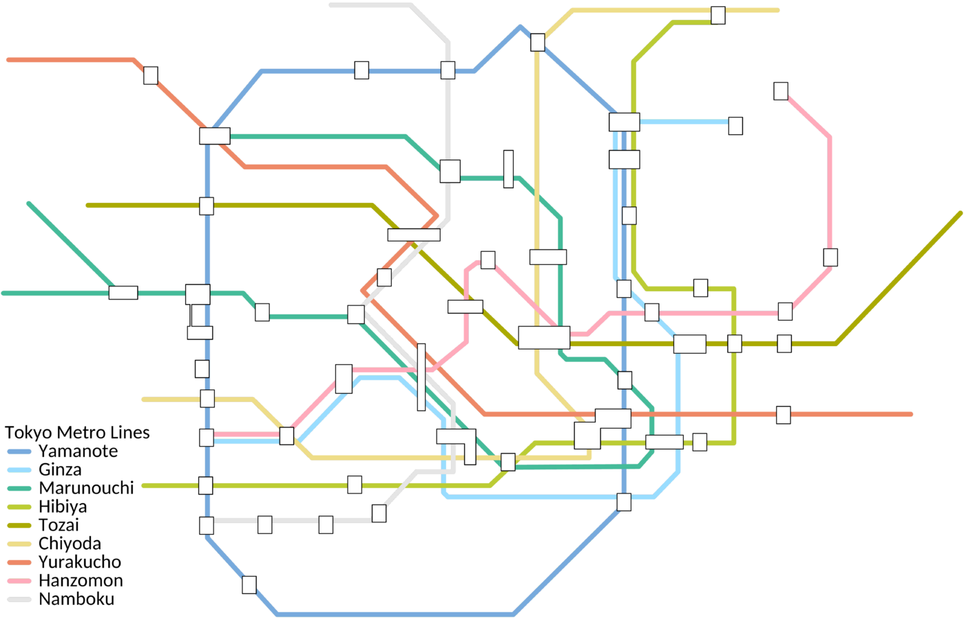 Tokyo Metro In Light Scheme - Light (1400x898), Png Download