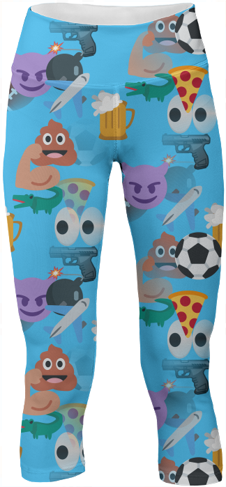 Boy Emoji Yoga Leggings Pants $65 - Blue Boy Emoji Shower Curtain (400x719), Png Download