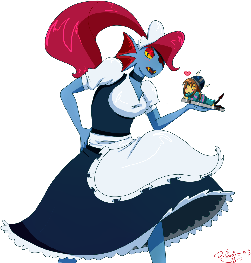 Undertale Mammal Vertebrate Fictional Character Cartoon - Undyne Maid (1102x1050), Png Download