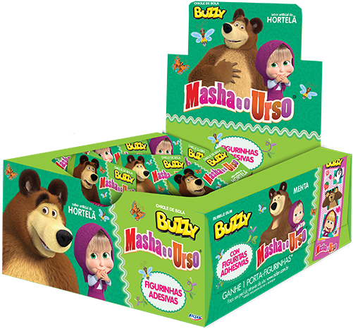 Chicle Masha Y El Oso Menta - Album De Figurinhas Masha E O Urso Buzzy (500x600), Png Download