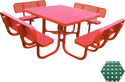 Commercial Picnic Table, Plastisol Coated Perforated - Picnic Table (428x283), Png Download
