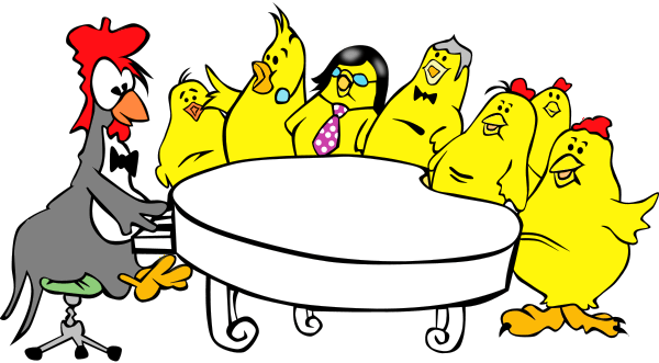 Chickens In A Meeting (600x331), Png Download