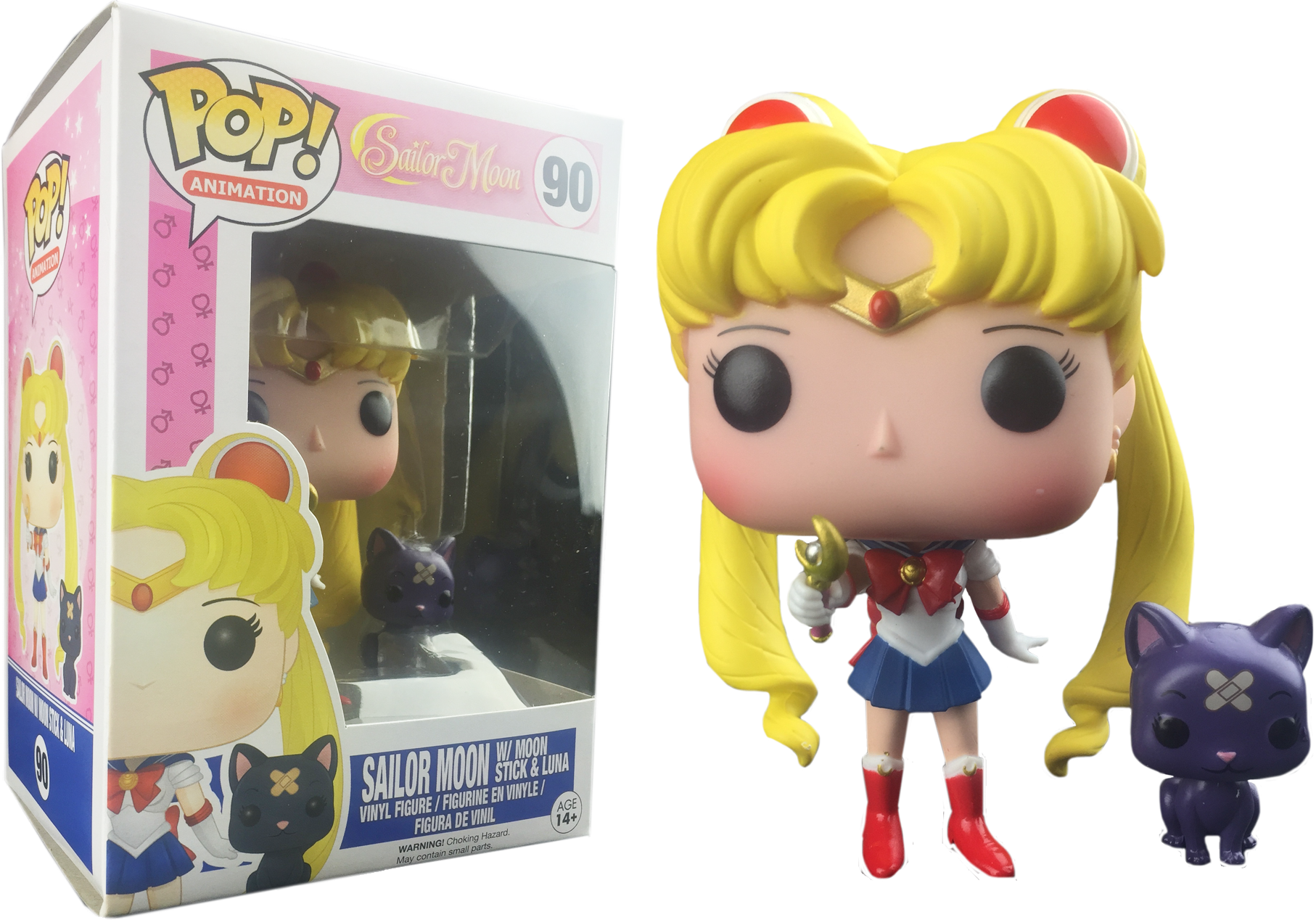 Sailor Moon With Wand & Luna Pop Vinyl Figure - Sailor Moon Funko Pop Exclusives (1814x1268), Png Download