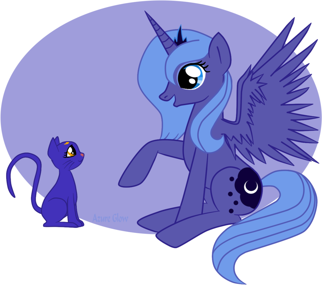 Mlpazureglow, Cat, Crossover, Luna , Princess Luna, - Luna Pony And Cat (1155x1024), Png Download