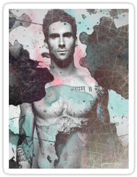 "adam Levine" Stickers By Kaneloart - Adam Levine (375x360), Png Download