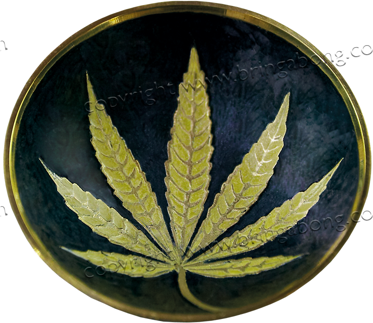 Gold Marijuana Leaf Brass Bowl - Bringabong (744x650), Png Download