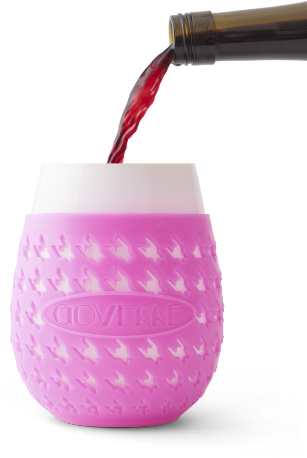 Hot Pink - Goverre Stemless Wine Glass - Thick Glass With Silicone (800x1000), Png Download